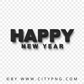 Happy New Year Black Text Logo PNG Image