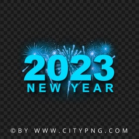 2023 New Year Blue Fireworks PNG Image