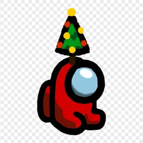 HD Red Among Us Mini Crewmate Baby With Christmas Tree Hat PNG
