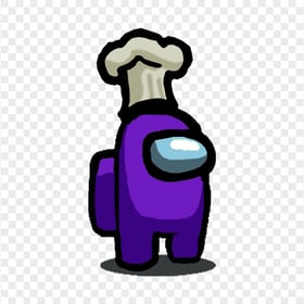 HD Purple Among Us Character With Chef Hat On Head PNG