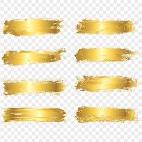 Collection Of Painted Gold Brush Stroke FREE PNG
