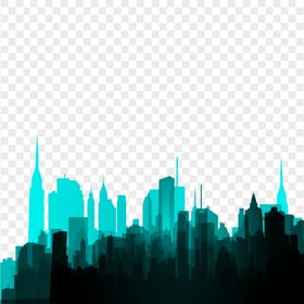 City Skyline Blue Dark Silhouette PNG