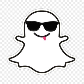Snapchat Cute Emoji Cartoon Ghost With Sunglasses Tongue Stickers PNG Image