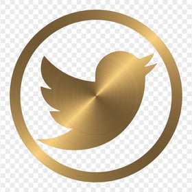 HD Gold Metal Round Twitter Icon PNG
