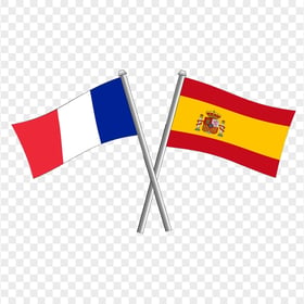 HD France And Spain Crossed Flag Pole PNG