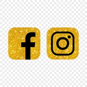 HD Facebook And Instagram Black Gold Glitter Logos Icons PNG