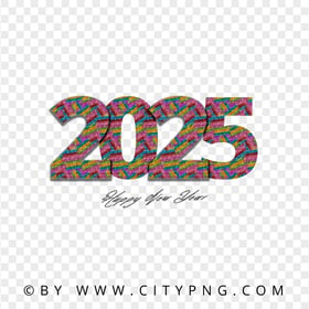 2025 Happy New Year Multicolored Glitter Image PNG