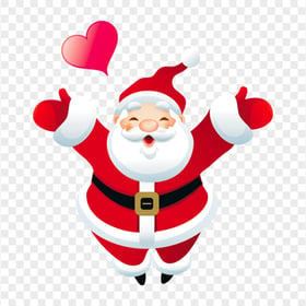 HD Lovely Cartoon Santa Claus Red Heart PNG