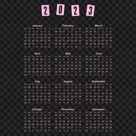 2023 Calendar Pink Colour PNG