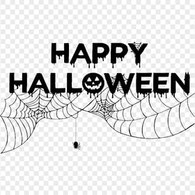 Black Halloween Logo With Spider Web PNG Image