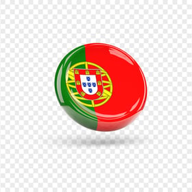 3D Circular Glossy Portugal Flag Icon Button PNG