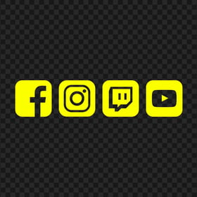HD Yellow Facebook Instagram Twitch Youtube Square Icons PNG