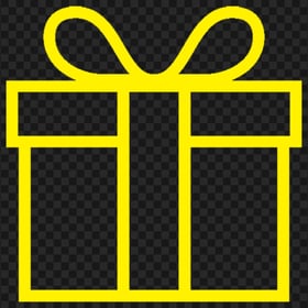 Yellow Line Outline Gift Box Icon