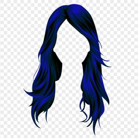 HD Dark Blue Stardoll Cartoon Anime Long Hair PNG
