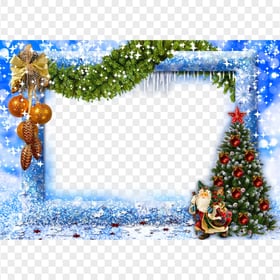 Blue Christmas Photo Frame PNG Image