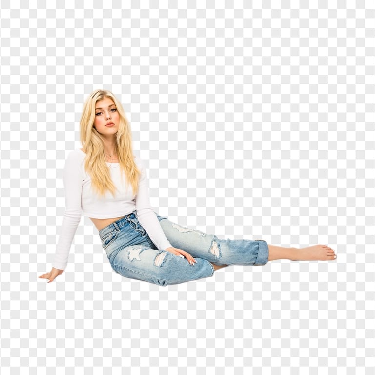 Loren Gray Photoshoot jeans On the ground
