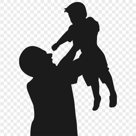 HD Father And Baby Black Silhouette PNG