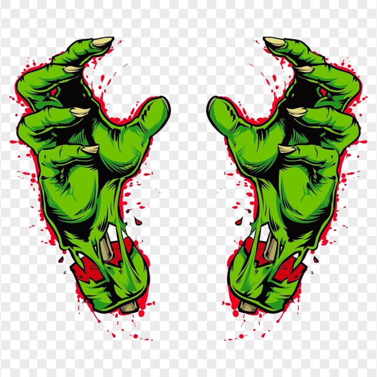 HD Zombie Monster Halloween Green Hands PNG