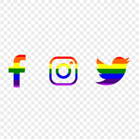 HD Facebook Instagram Twitter Rainbow Logos Icons PNG