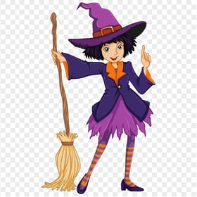HD Cartoon Standing Cute Halloween Witch Illustration PNG