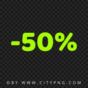 Green Lime 50 Percent Discount Text PNG Image