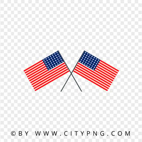 HD Two Crossed US American Flags Transparent PNG