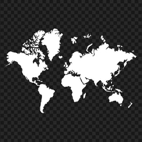 White World Map Silhouette PNG