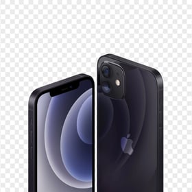 HD Apple Black iPhone 12 Front & Back Views PNG