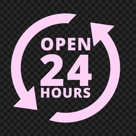 Open 24 Hours Pink Logo Icon Sign PNG Image