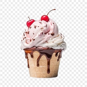 HD Ice Cream Cone With Cherry On Top Transparent Background