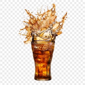 HD Cola Splash Glass With Ice PNG