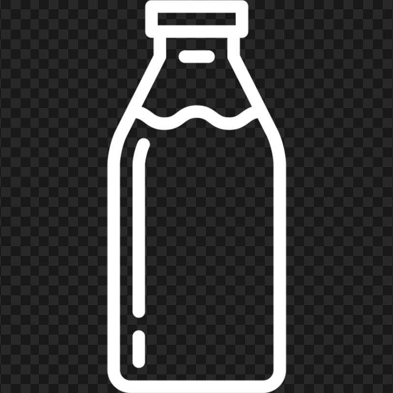 White Outline Milk Water Drink Bottle Icon PNG