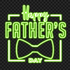 HD Green Happy Father's Day Neon Text PNG