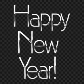 Silver Metal Happy New Year Text PNG IMG