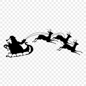 Download Santa Ride Sleigh Reindeer Black Silhouette PNG