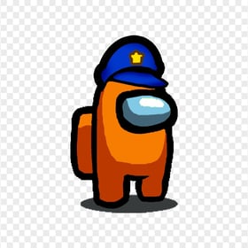 HD Orange Among Us Crewmate Character With Police Hat PNG