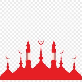 Islamic Red Silhouette Masjid Mosque Dome Vector