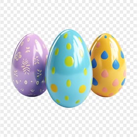 HD Three Decorated Colorful Eggs Transparent PNG