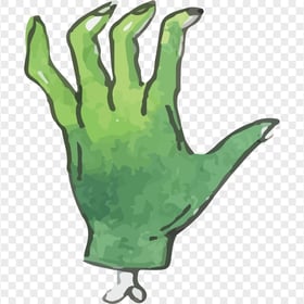 Green Watercolor Zombie Monster Hand PNG IMG