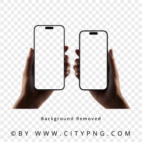 Apple iPhone 15 Plus and Pro in Hands Mockups PNG Image
