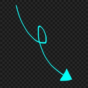 HD Turquoise Line Art Drawn Arrow Pointing Down Right PNG