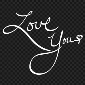 HD Love You White Typography PNG