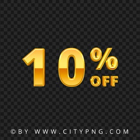 Discount 10 Percent OFF Gold Text Sign Logo FREE PNG