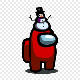 HD Among Us Red Crewmate Character With Snowman Hat PNG