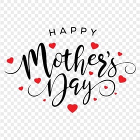 Happy Mothers Day Black Text With Float Hearts