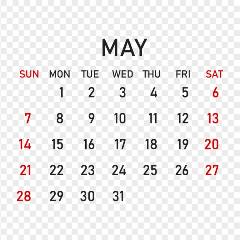 May 2023 Calendar HD PNG Citypng