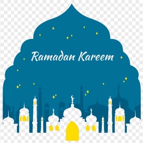 Blue English Ramadan Kareem Poster With Mosque