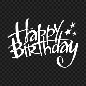 HD White Happy Birthday Text PNG