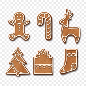 Realistic Gingerbread Cookies Biscuits Multi Shapes PNG