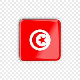 Glossy Square Tunisia Flag Button Icon PNG